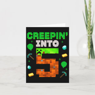 Cartão 5 Birthday Gamer Pixel Creepin’ Em 5 Vídeo Gam