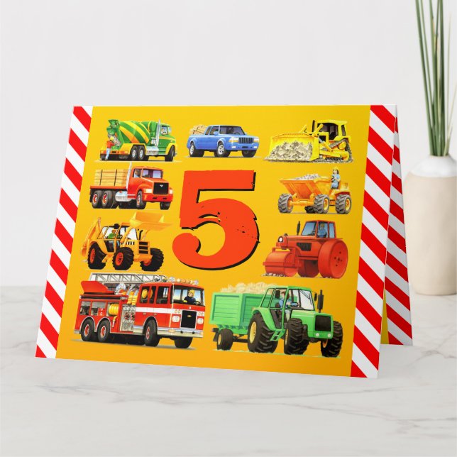 Cartão 5 Birthday Trucks (Frente)