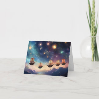 Cartão 5 Navios Voando Pelo Céu