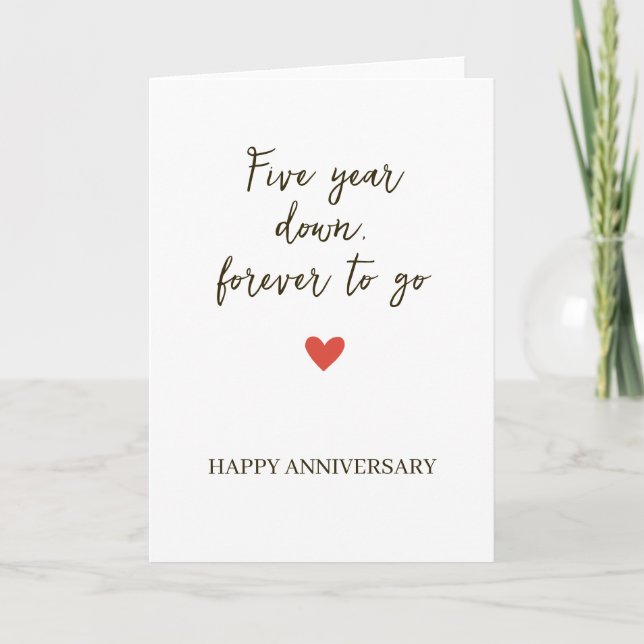 Cartão 5st Anniversary – Five Year Down Forever to Go (Frente)