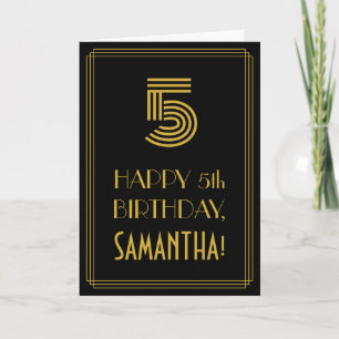 Cartão 5th Birthday: Art Deco Inspired Look "5" & Name
