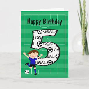 Cartão 5th Birthday Blue and Black Soccer Goal Card