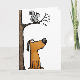 Cartão 5x7 Folded Card-Adorable Cartoon Dog and Squirrel