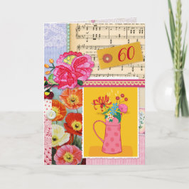 Cartão 60ª Colagem de Aniversário Feliz Livro de Artes Fl