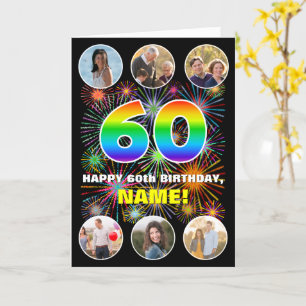 Cartão 60º Aniversário: Arco-íris Divertido #, Nome Perso