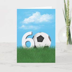 Cartão 60º Aniversário da Bola de Futebol na Grama Verde