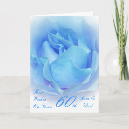 Cartão 60º aniversário de casamento Mãe e Pai Azul Rosa
