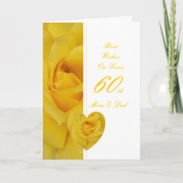 Cartão 60º aniversário de casamento Mãe e Pai Rosa Amarel