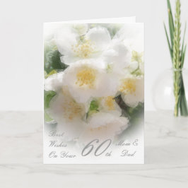Cartão 60º Aniversário do Casamento Flores Brancas Mãe e 