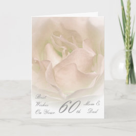 Cartão 60º aniversário do casamento Mãe e Pai Ivory Rosa