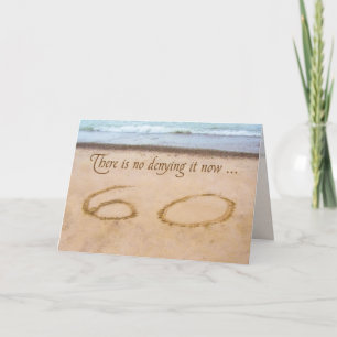 Cartão 60º aniversário do Escrevendo em Sand Seashore