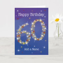 Cartão 60º aniversário - Números das estrelas - Azul - 60