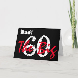Cartão 60º aniversário para pai, vermelho, texto branco a