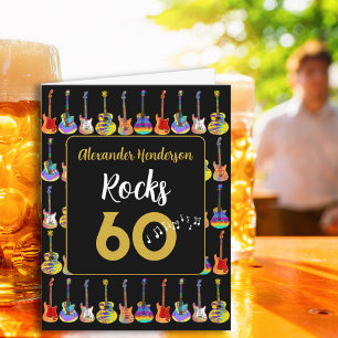 Cartão 60º aniversário Rock and Roll Guitar adicionar Nom