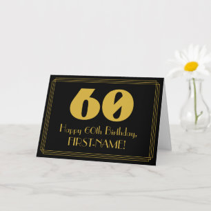 Cartão 60.º aniversário: Art Deco Inspirou "60" & Nome