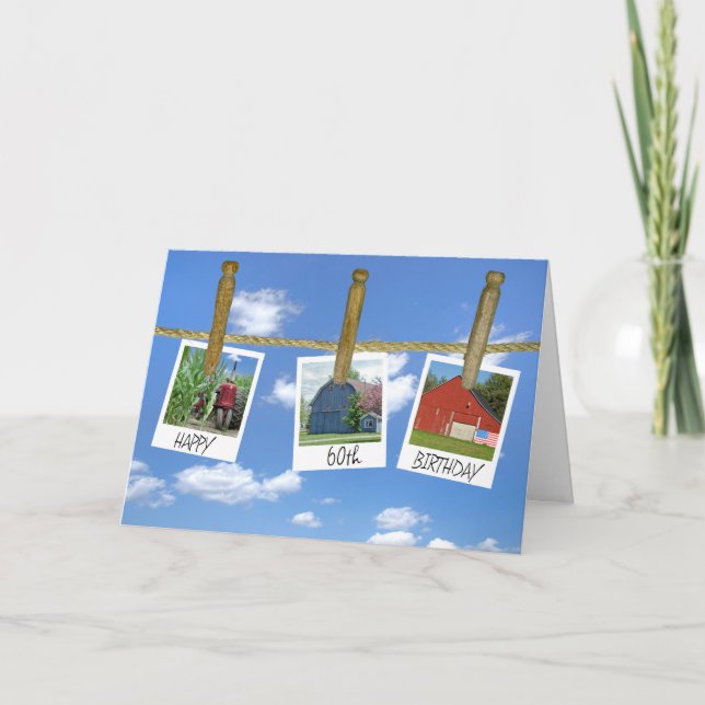 Cartão 60.º Aniversário do Barns e Instantâneos do Trator (Frente)
