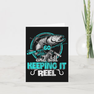 Cartão 60.º Aniversário Engraçado de Pesca Camisa Pescado