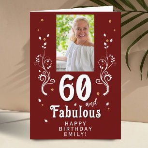 Cartão 60 and Fabulous Foliage Red 60th Birthday Photo