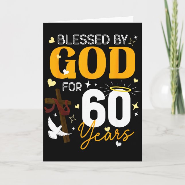 Cartão 60 Birthday Blessed By God For 60 Years Old 60th B (Frente)