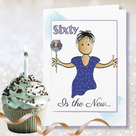 Cartão 60 e Fabulosa Cartoon Étnica Feminina Aniversário