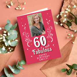 Cartão 60 & Fabulosa Folhagem Magent Aniversário de 60 an