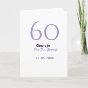 Cartão 60 & fabuloso aniversário roxo nome data estilo