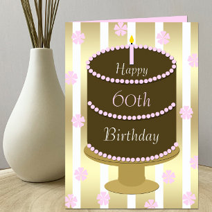 Cartão 60th Birthday Card Cake in Pink