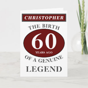 Cartão 60th Birthday Red Genuine Legend Add Your Name