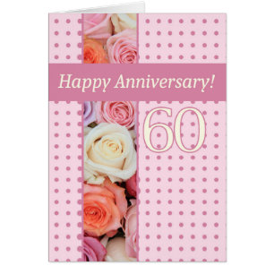 Cartão 60th rosas felizes do aniversário