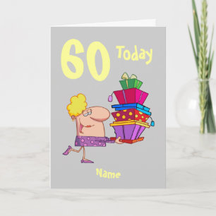 Cartão 60th sixty birthday cartoon  personalized
