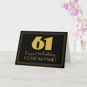 Cartão 61º Aniversário: Visual Inspirado em Art Deco "61"