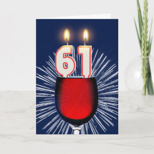 Cartão 61rua Aniversário com vinho e velas
