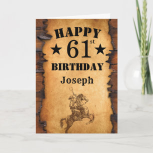 Cartão 61ruas Aniversário Russo País Ocidental Cowboy Hor
