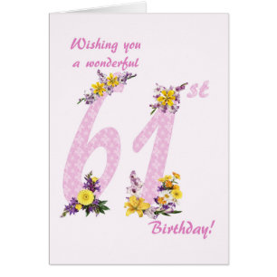 Cartão 61st Birthday Flower Decorated Numbers