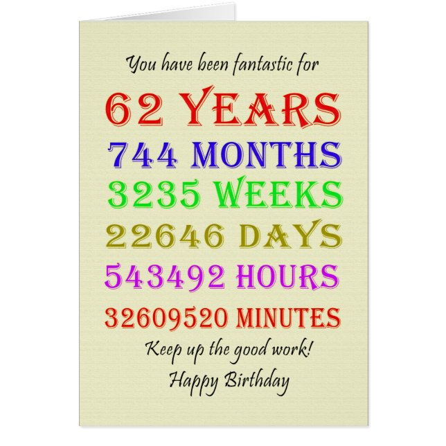 Cartão 62º aniversário (Frente)