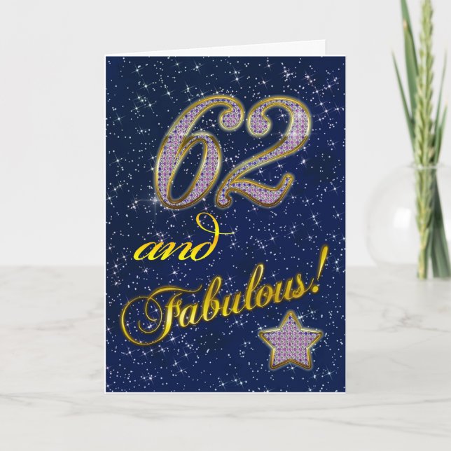 Cartão 62º aniversário para alguém Fabuloso (Frente)