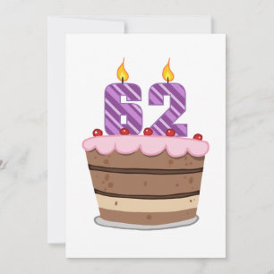 Cartão 62 anos de idade no Bolo de Aniversário
