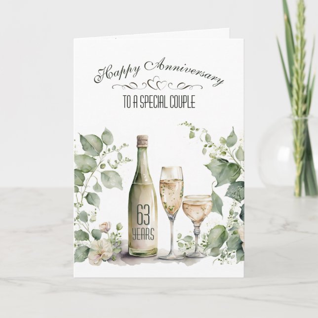 Cartão 63rd Wedding Anniversary Wine and Ivy   (Frente)
