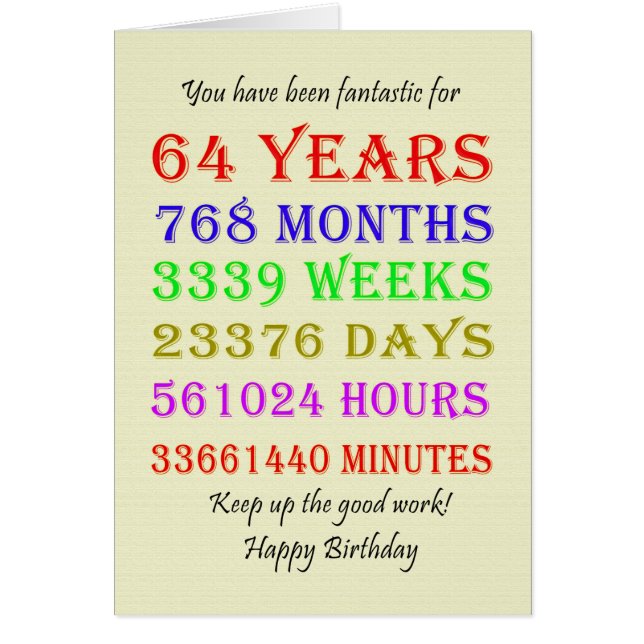 Cartão 64.º aniversário (Frente)