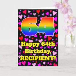 Cartão 64.º aniversário: Padrão de coração adorável, arco