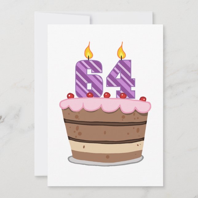Cartão 64 anos no Bolo de Aniversário (Frente)