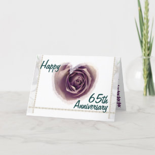 Cartão 65º Aniversário de Casamento Feliz - Coração de Ro