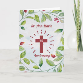 Cartão 65.º Aniversário da Cruz de freira em Wreath
