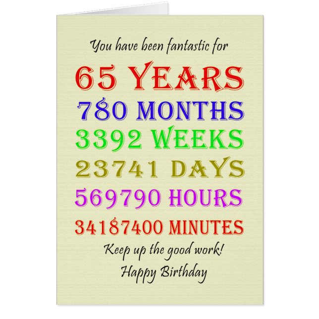 Cartão 65.º Aniversário — Marcos (Frente)