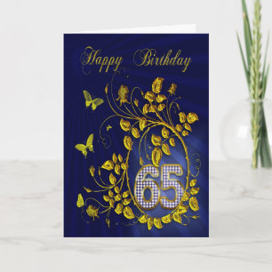 Cartão 65.º Borboletas do ouro de aniversário
