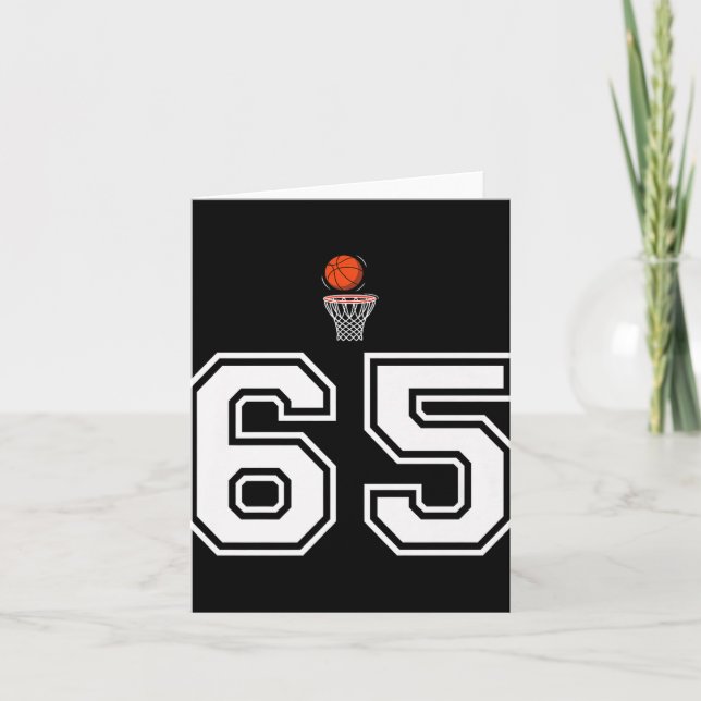 Cartão 65 Número Basquete Estilo Vintage Branco Premium  (Frente)