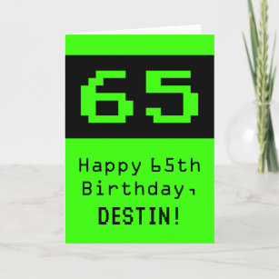 Cartão 65.o aniversário: Nerdy / Geeky Style "65" e Nome