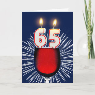 Cartão 65th Aniversário com vinho e velas
