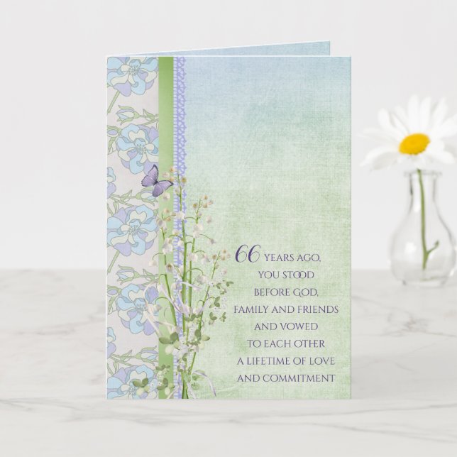 Cartão 66º aniversário Lily do buquê do Vale (Planta pequena)