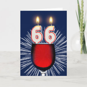 Cartão 66.º aniversário com vinho e velas